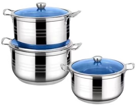 Stainless Steel Stockpot Casserole Set with Lid (28-30-32CM) (INDUCTION)